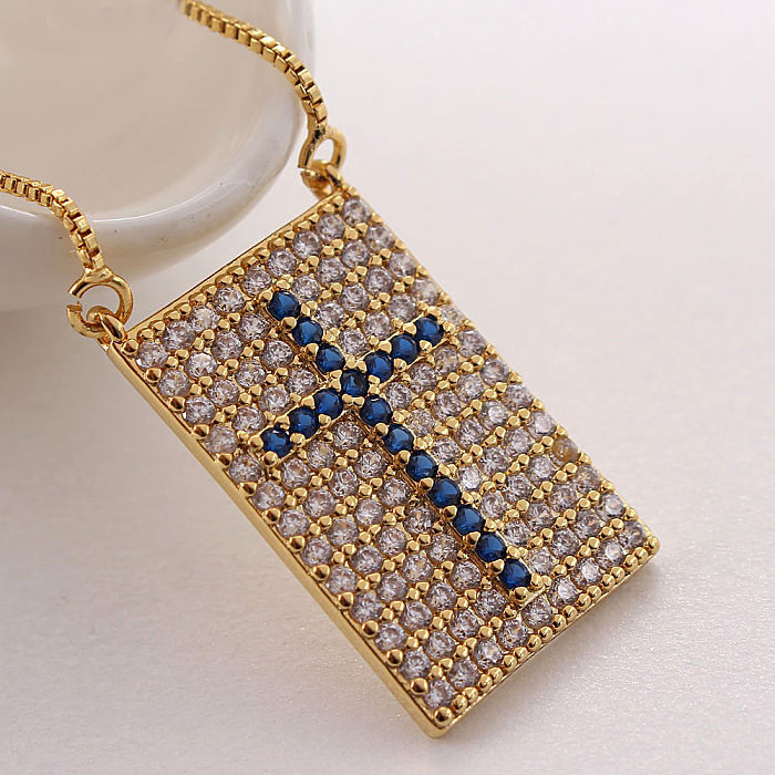 Simple Style Cross Copper Gold Plated Zircon Necklace In Bulk