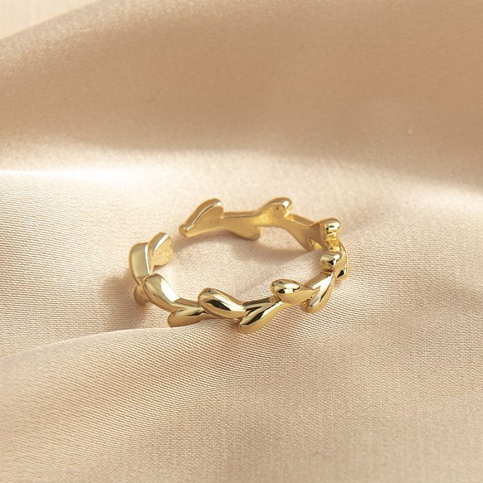 Casual estilo simples redondo quadrado arco nó cobre chapeamento incrustação pérola zircão anéis abertos