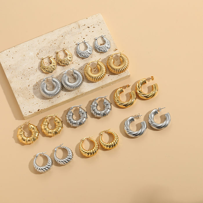 1 Pair Simple Style Classic Style C Shape Solid Color Twist Plating Copper 14K Gold Plated Earrings
