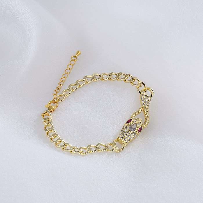 New Style Copper 18K Gold Plating Zircon Snake-Shaped Bracelet