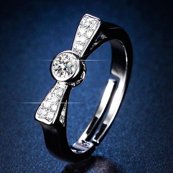 Luxurious Square Copper Plating Inlay Zircon Open Ring
