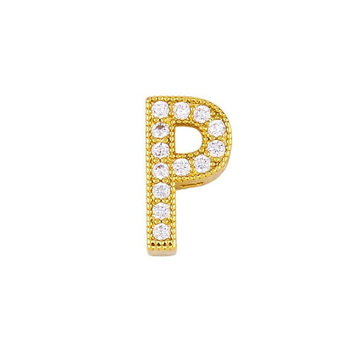 Colar de zircão banhado a ouro com letras da moda