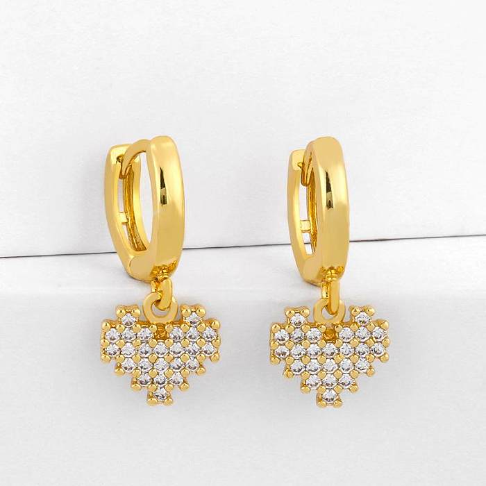 New Jewelry Diamond Love Heart Earrings Peach Heart Earrings
