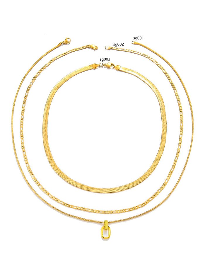 Elegante, schlichte, mehrschichtige Halsketten aus einfarbigem Kupfer mit 18-Karat-Vergoldung