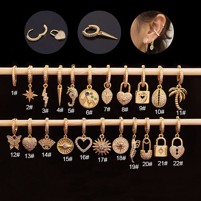 1 Stück Damen-Ohrringe mit geometrischem Kupfer-Intarsien-Zirkon