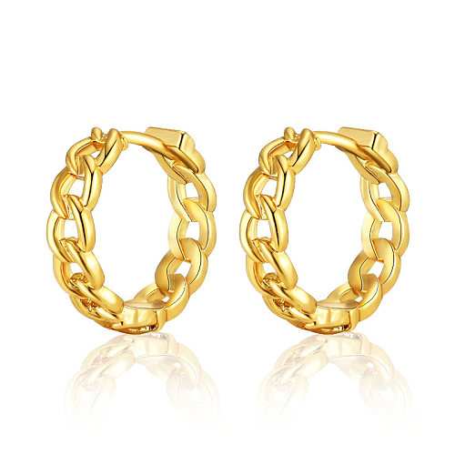 Kreis minimalistische Ohrschnalle verkupfert 18 Karat Gold gedrehte Kette Hohlkettendesign Neuer trendiger Ohrring