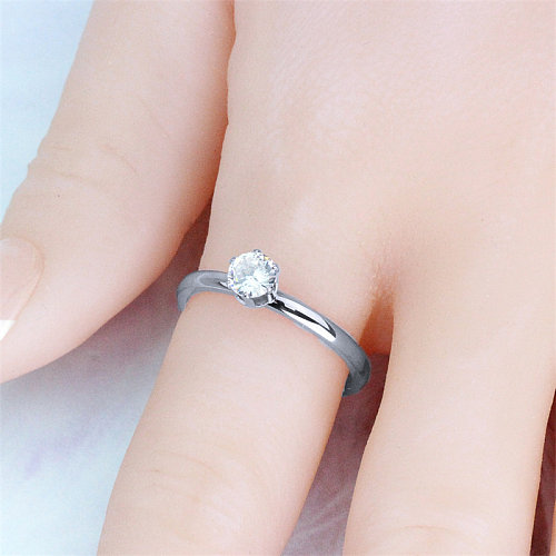 Wholesale Casual Solid Color Stainless Steel Titanium Steel Plating Inlay Rose Gold Plated Zircon Rings