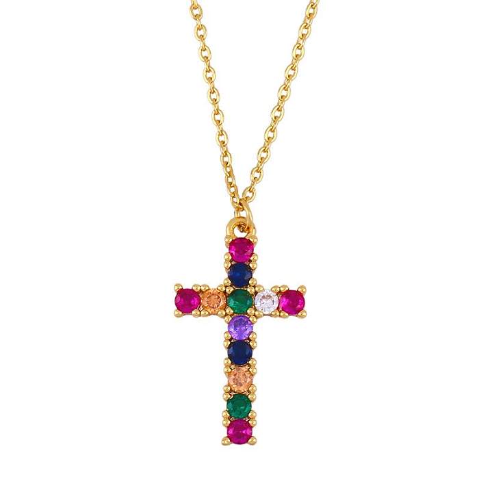 Neue Halskette „Kreuz Unserer Lieben Frau“-Anhänger-Halskette mit farbiger Zirkon-Halskette