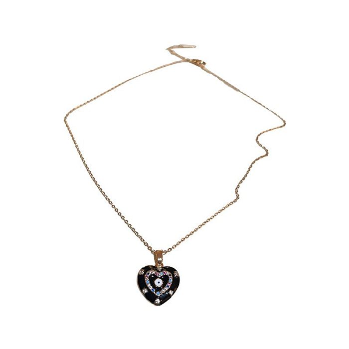 Fashion Leaf Heart Shape Titanium Steel Copper Inlay Zircon Pendant Necklace 1 Piece