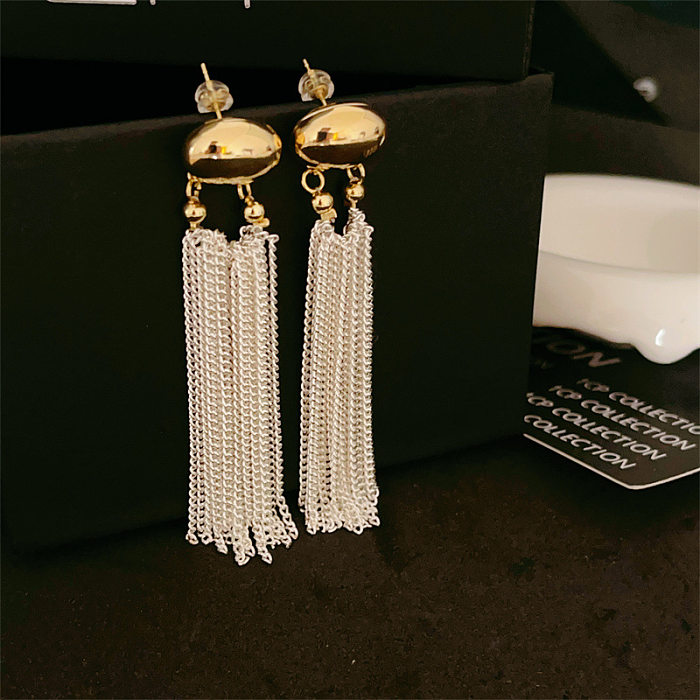 1 Pair Elegant Streetwear Tassel Tassel Plating Inlay Copper Zircon Drop Earrings