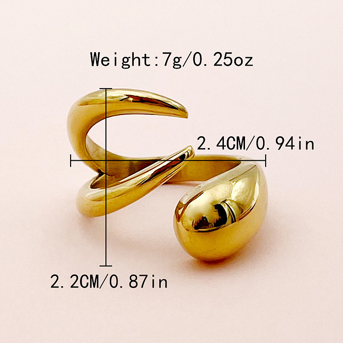 Vintage Style Simple Style Solid Color Stainless Steel Plating Hollow Out Gold Plated Open Rings