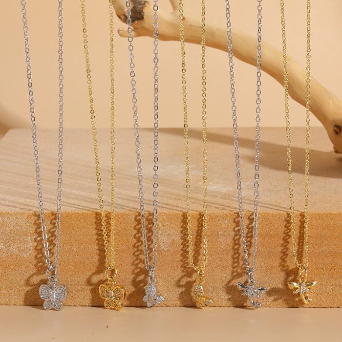 Kupfer Tasche Goldene Schmetterling Libelle Anhänger Schlüsselbein Kette Weibliche Amazon Neue 14K Echt Gold Minderheit Einfache Halskette Ornament