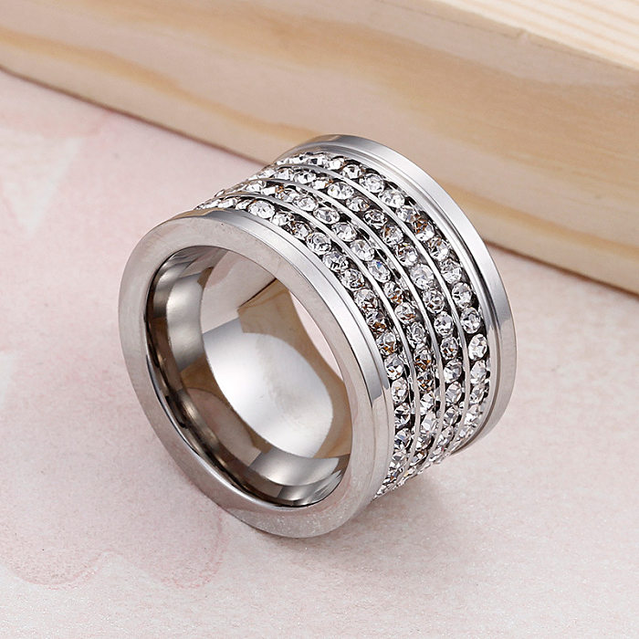 New Fashion Four Rows Zircon Stainless Steel Ring Wholesale Hello Jewelry