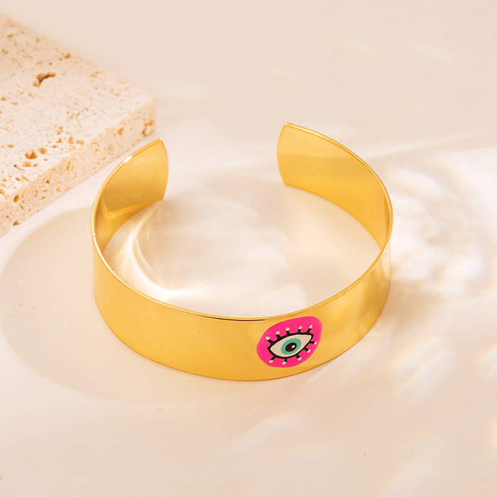 1 Piece Vacation Devil'S Eye Smiley Face Copper Enamel Bangle