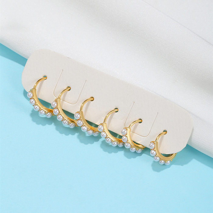 Mode-geometrische Messingohrringe Perlen-Kupfer-Ohrringe