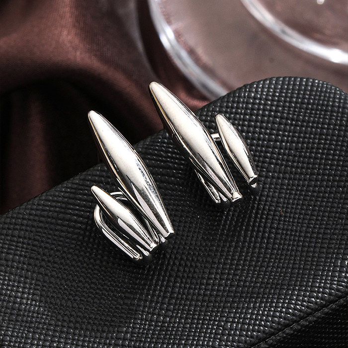 1 Pair Vintage Style Simple Style Korean Style Solid Color Layered Plating Copper Silver Plated Ear Studs
