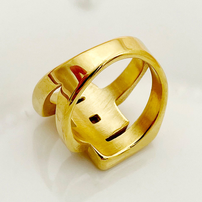 Simple Style Commute Square Stainless Steel Plating Gold Plated Rings