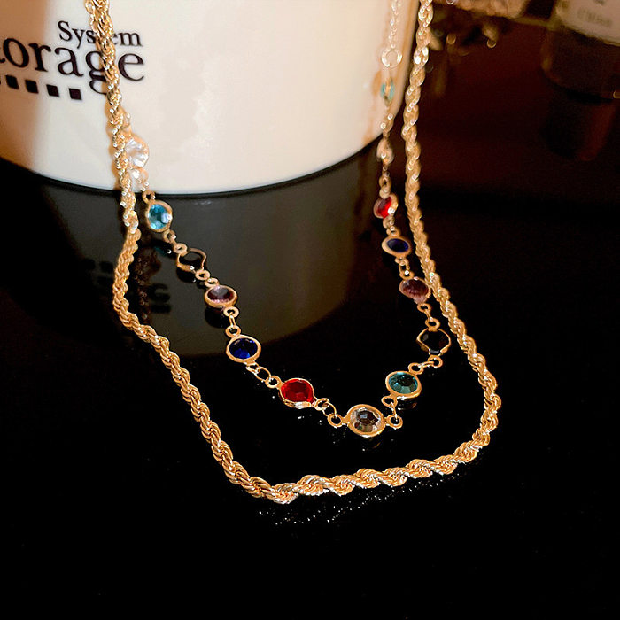 Lässige bunte Stern-Herz-Form-Jade-Kupferperlen-Perlenplattierungs-Halskette