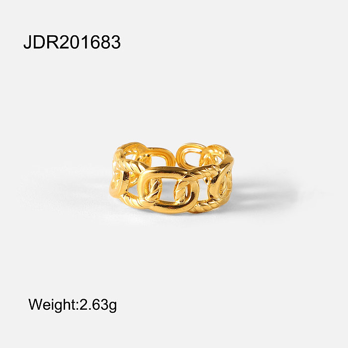 Anillo de dedo para hombres y mujeres de Europa y América Ins Acero de titanio galvanizado Oro de 18 quilates Cadena giratoria Adorno de anillo abierto