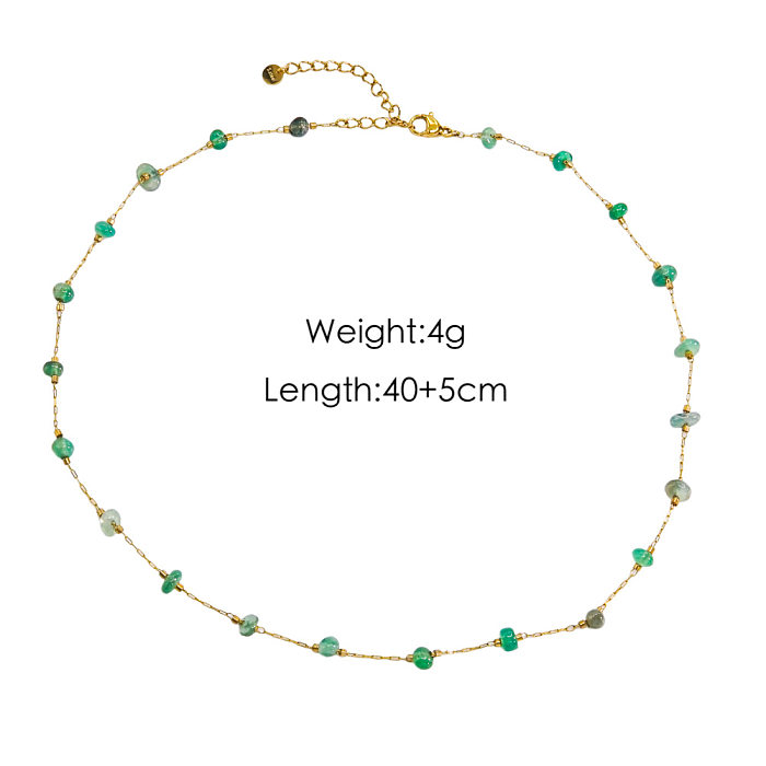 Basic Solid Color Stainless Steel Inlay Artificial Gemstones Bracelets Anklet Necklace