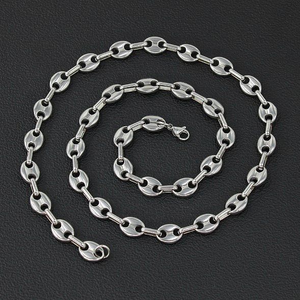 Collier de bracelets en acier plaqué titane avec nez de cochon rétro