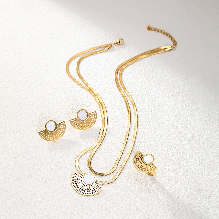 Conjunto de joias banhadas a ouro 18K de plástico vazado com revestimento de aço inoxidável do setor de estilo simples retrô