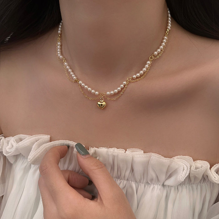 Lässige, herzförmige, kupfervergoldete Halskette in großen Mengen