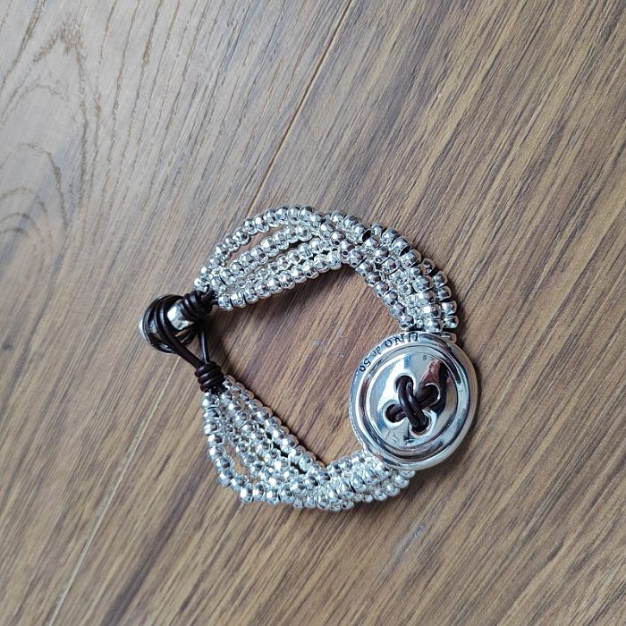Estilo simples estilo clássico oval cobre em camadas pulseiras banhadas a prata