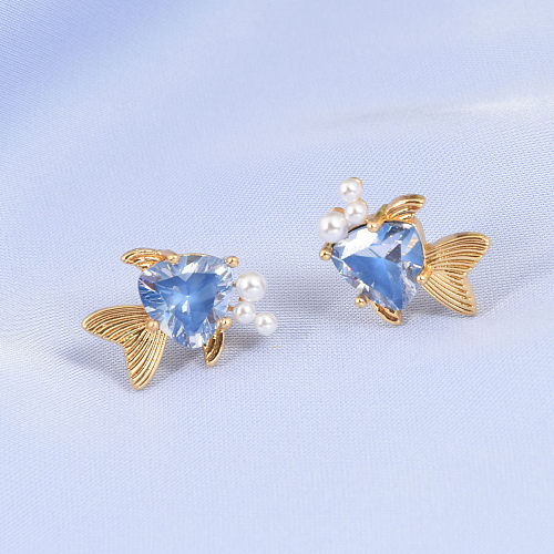 1 Pair Simple Style Cartoon Plating Inlay Copper Zircon 18K Gold Plated Ear Studs