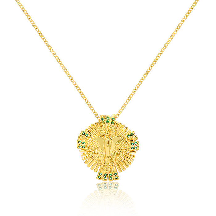 Elegant Lady Geometric Copper Inlay Zircon Pendant Necklace