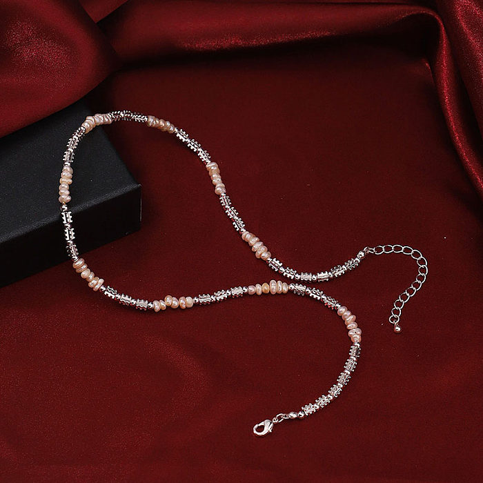 Versilberte Halskette im IG-Stil mit unregelmäßiger Kupferperlenbeschichtung
