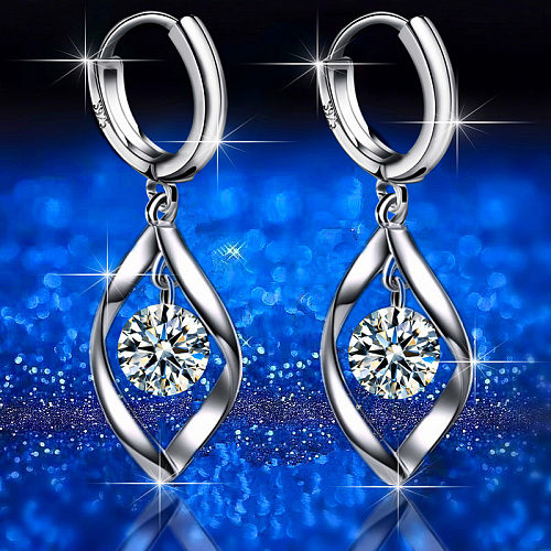 1 Pair Elegant Lady Streetwear Water Droplets Copper Plating Inlay Zircon Drop Earrings