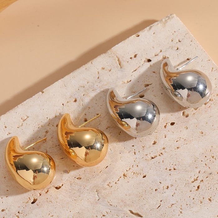 1 Piece Luxurious Classic Style Solid Color Plating Copper 14K Gold Plated Ear Studs