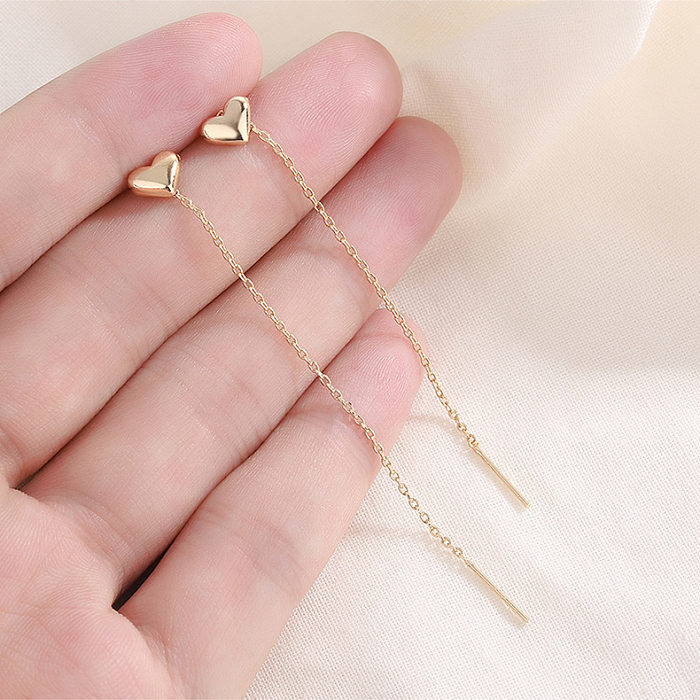 Linha de orelha elegante com revestimento de cobre em formato de coração 1 par