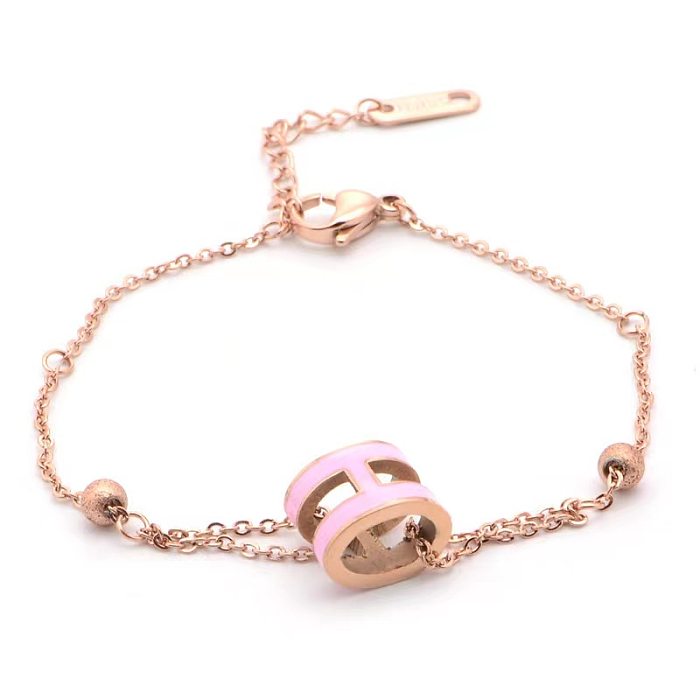 Casual Simple Style Letter Titanium Steel Enamel Bracelets Earrings Necklace
