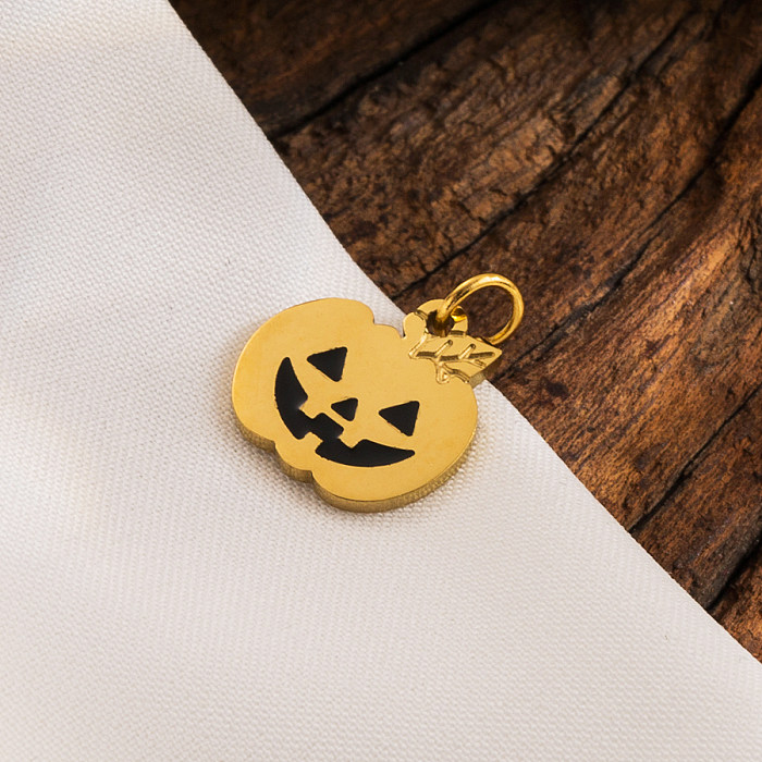 IG Style Gothic Halloween Muster Edelstahl Emaille 14K vergoldet 18K vergoldet Charms Halskette