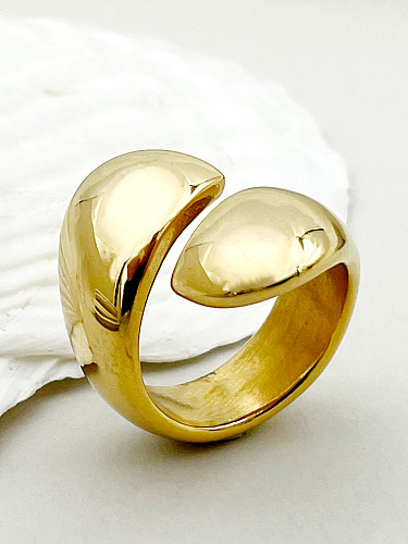 Hip-Hop Novelty Solid Color Stainless Steel Gold Plated Rings In Bulk