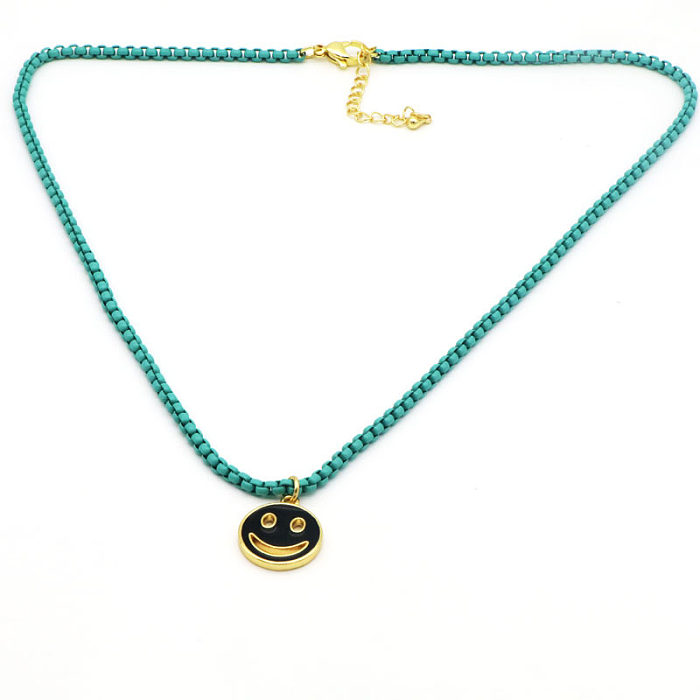 Casual Streetwear Smiley Face Copper Enamel Pendant Necklace