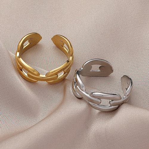 Simple Style Solid Color Titanium Steel Open Ring Copper Rings