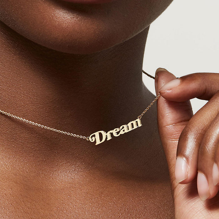 1 Piece Lady Letter Copper Metal Necklace