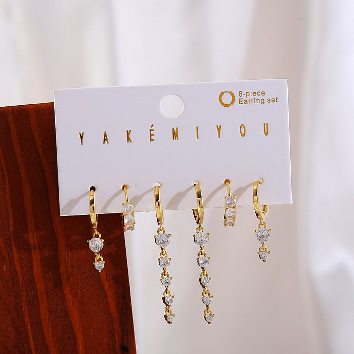 Simple Style Heart Shape Copper Plating Inlay Artificial Pearls Zircon 14K Gold Plated Drop Earrings Earrings
