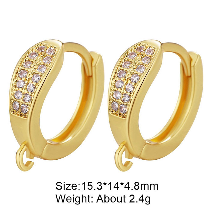 1 Pair Retro Classic Style Round Plating Inlay Copper Zircon 18K Gold Plated White Gold Plated Hoop Earrings
