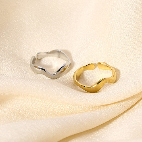 Estilo IG estilo nórdico estilo francês cor sólida chapeamento de aço inoxidável anéis abertos banhados a ouro 18K