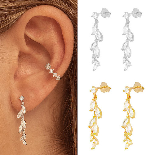 1 paire de boucles d'oreilles pendantes en Zircon avec incrustation de cuivre et d'oeil à la mode