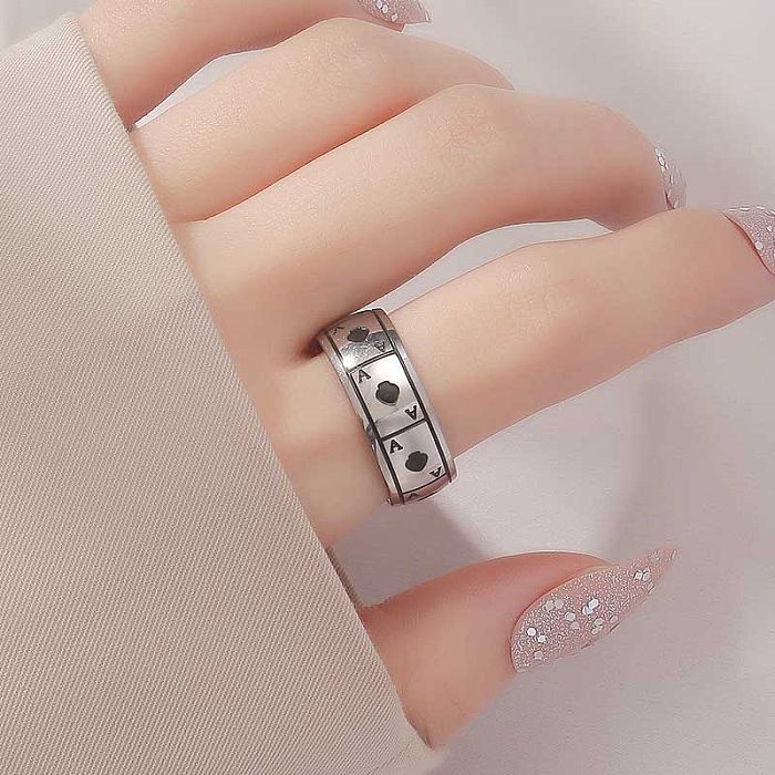 Wholesale Casual Poker Stainless Steel Silver Plated Rings