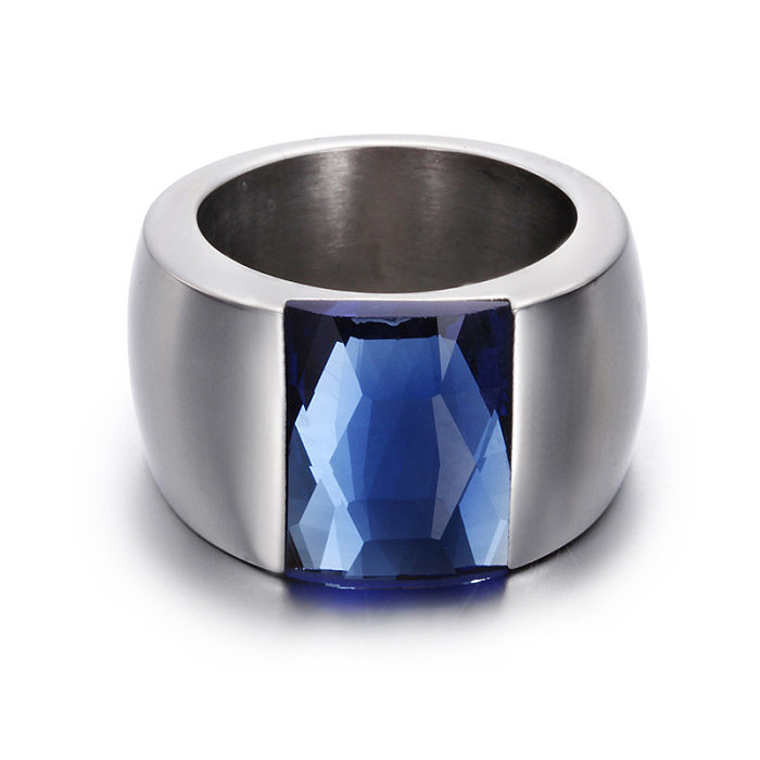 Simple New Titanium Steel Inlaid Color Stone Ring Wholesale jewelry