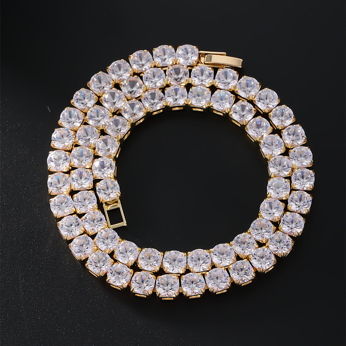 Casual Simple Style Cool Style Square Lines Copper Zircon Necklace In Bulk