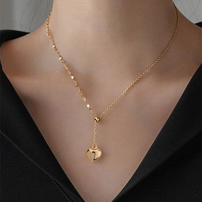 Fashion Heart Shape Copper Plating Inlay Zircon Pendant Necklace 1 Piece