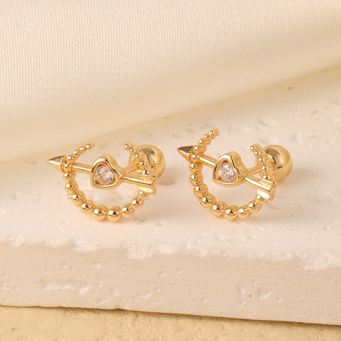 1 Pair Cute Simple Style Swan Bow Knot Notes Irregular Inlay Copper Zircon Ear Studs