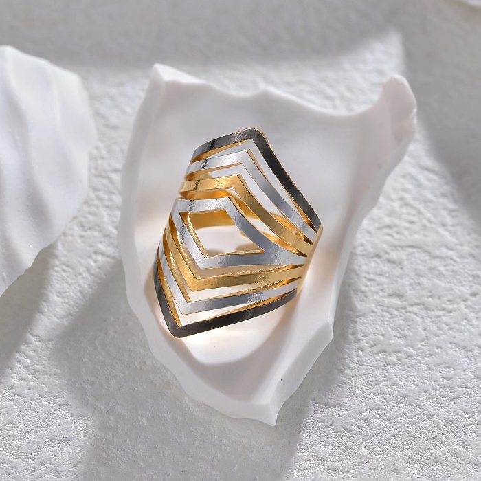 Offene Ringe mit übertriebener Rhombus-Beschichtung aus Edelstahl im IG-Stil